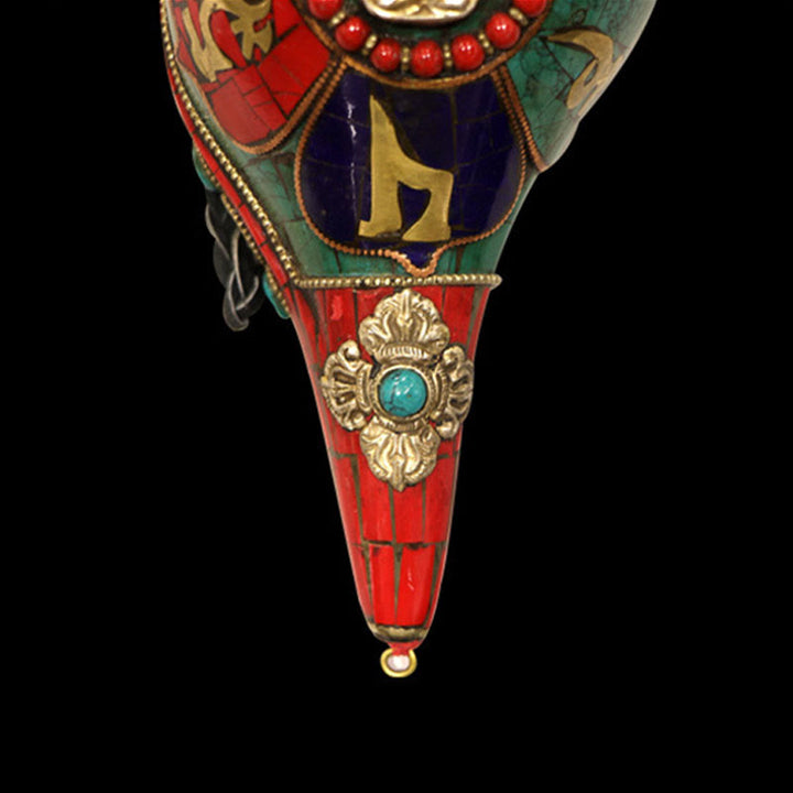 Décoration porte-bonheur tibétaine faite à la main, Shankha Om Mani Padme Hum, coquille de conque de bouddha - image 11