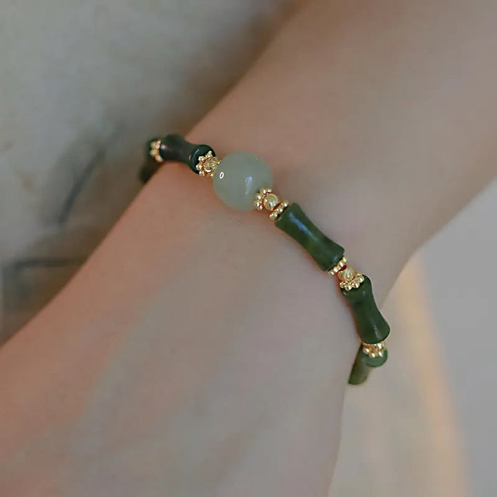 Bracelet chaîne porte-bonheur en bambou avec Buddha Stones