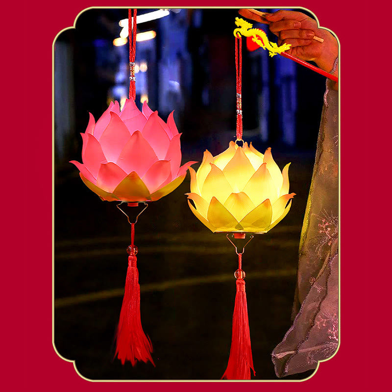 Lampe à pompon en forme de lanterne en forme de Buddha Stones et de fleur de lotus à faire soi-même