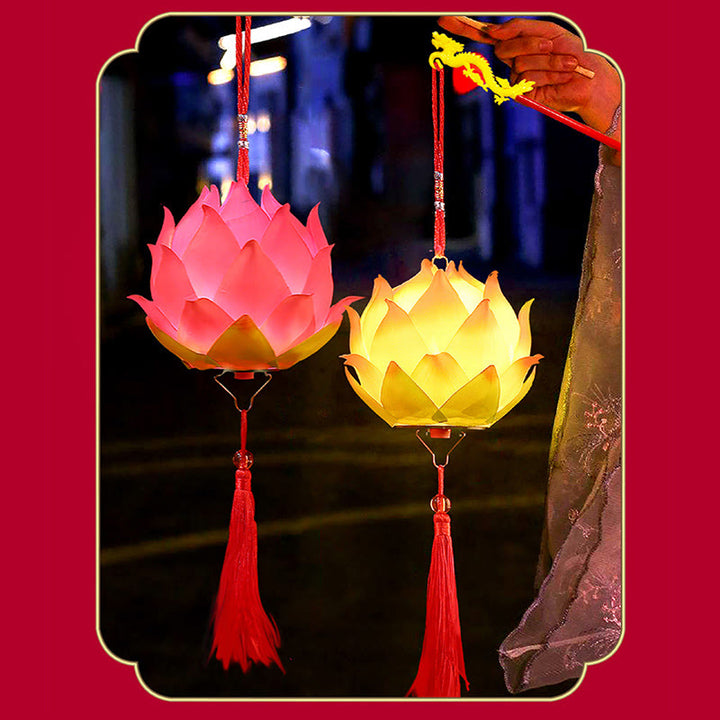 Lampe à pompon en forme de lanterne en forme de Buddha Stones et de fleur de lotus à faire soi-même