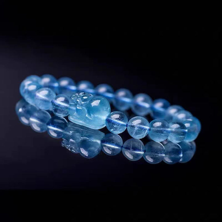 Bracelet de guérison Pixiu Serenity en aigue-marine naturelle