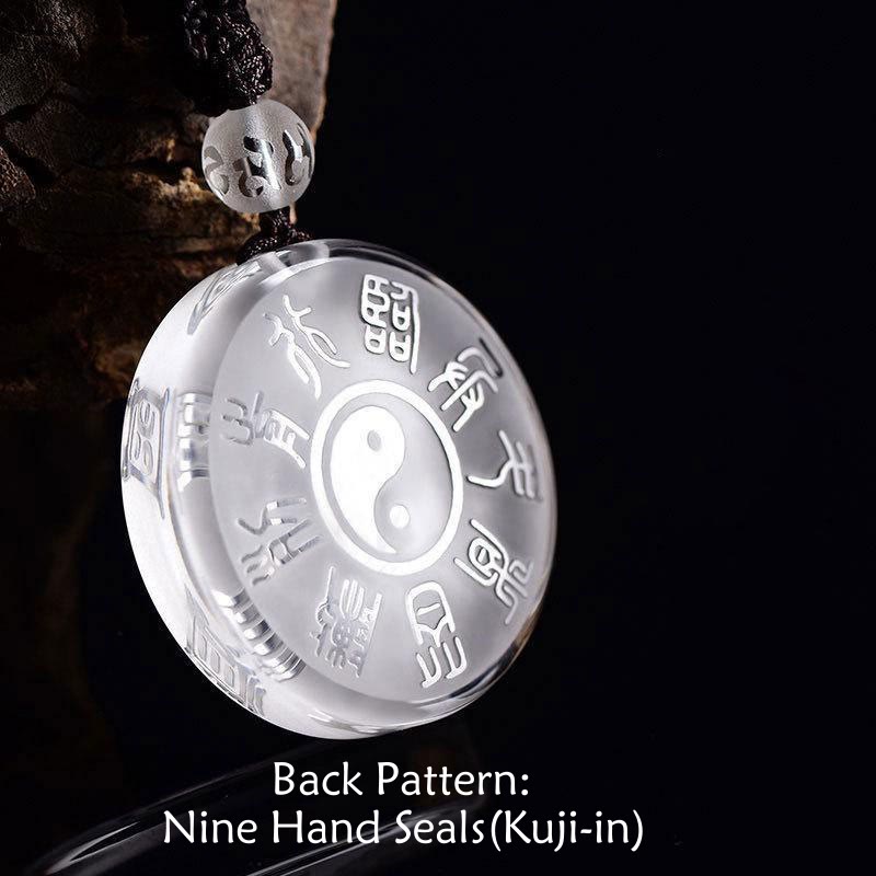 Buddha Stones Taoïsme Cinq montagnes sacrées Symbole Yin Yang Collier pendentif d'équilibre en cristal Liuli Porte-clés - image 3