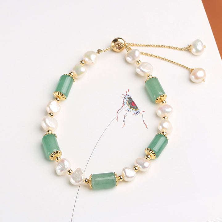 Bracelet porte-bonheur en perles d'aventurine verte et cristal rose avec Buddha Stones