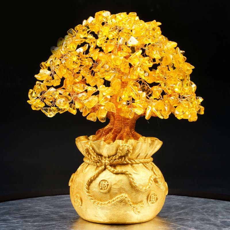 Buddha Stones Citrine naturelle Ornement de pierre précieuse pour arbre à argent - Feng Shui pour la prospérité - Grand arbre à citrine - image 0