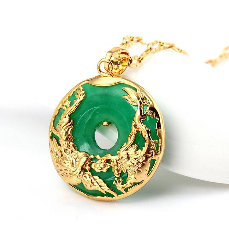 Collier de prospérité en jade naturel Buddha Stones - Jade cyan (Jade naturel, la couleur peut varier) - image 0