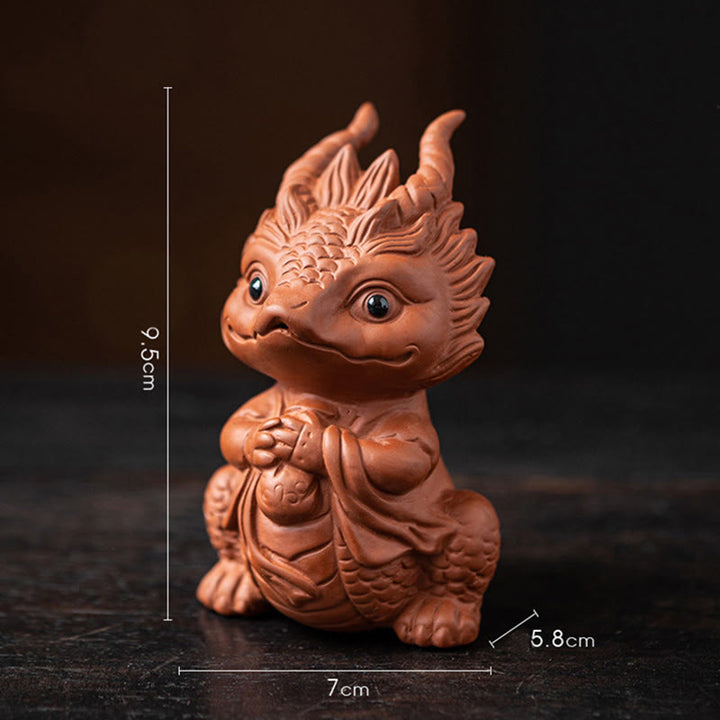 Figurine en argile violette Buddha Stones bonheur et une richesse - Petite fille dragon - Marron 7*5,8*9,5 cm - image 4