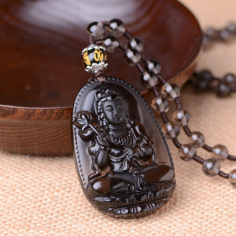 Collier de protection en obsidienne du zodiaque chinois