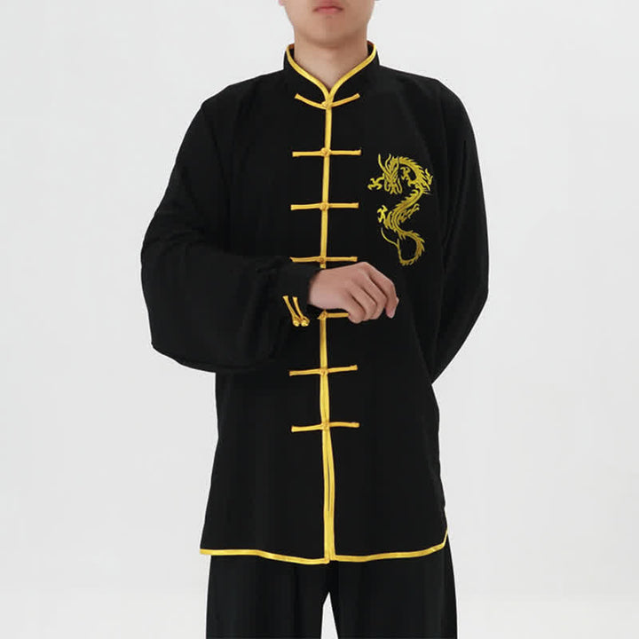 Ensemble de vêtements unisexes brodés avec Buddha Stones et dragon Qi Gong Zen, pratique spirituelle, méditation, prière