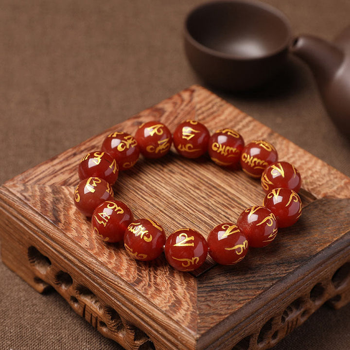 Bracelet de méditation en onyx noir et cristal blanc Buddha Stones du Tibet Om Mani Padme Hum