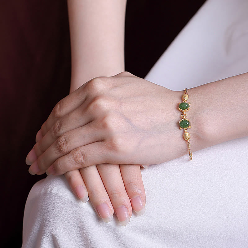 Bracelet porte-bonheur en argent sterling 925 Buddha Stones et jade blanc Hetian naturel cyan - image 3