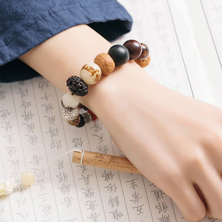 Bracelet Mala en Buddha Stones, graines de Bodhi, lotus, sagesse, paix