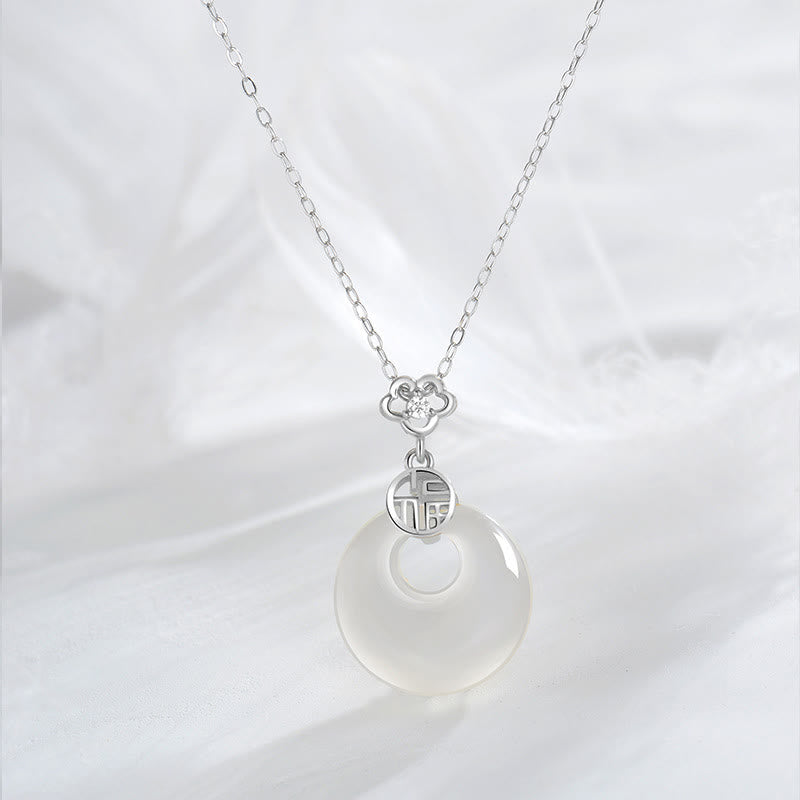 Collier pendentif porte-bonheur en argent sterling 925 Buddha Stones et agate blanche