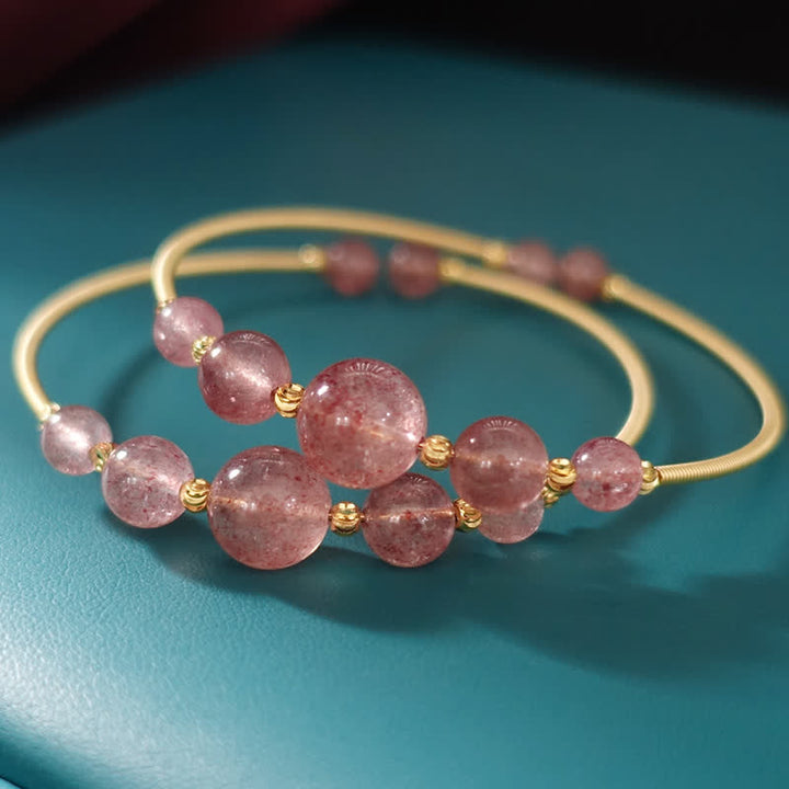 Bracelet de guérison d'amour en quartz fraise naturel Buddha Stones