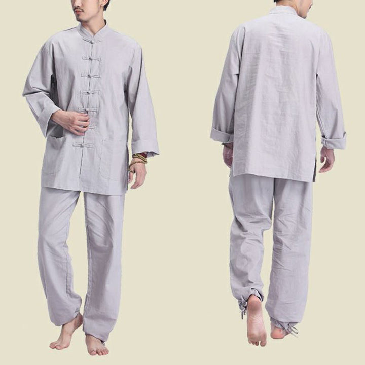 Ensemble pour homme en coton et lin avec boutons en forme de grenouille chinoise et Buddha Stones, méditation, prière, pratique spirituelle zen, yoga - image 2