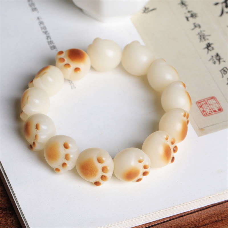 Bracelet de paix en forme de patte de chat mignon avec Buddha Stones et graines de Bodhi - image 3