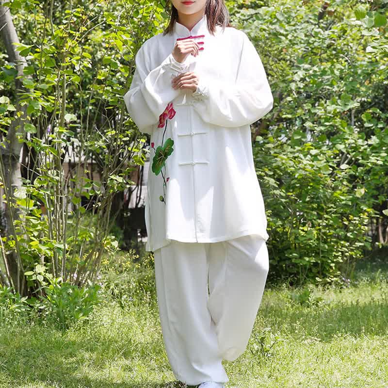 Ensemble de vêtements pour femmes Buddha Stones, fleur de lotus, motif feuille, Tai Chi, méditation, prière, pratique spirituelle zen - image 7