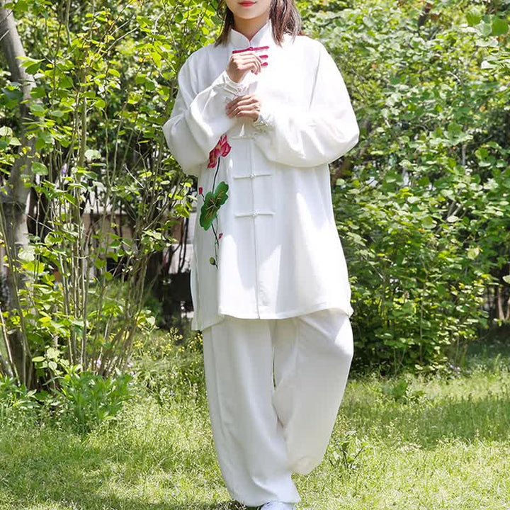Ensemble de vêtements pour femmes Buddha Stones, fleur de lotus, motif feuille, Tai Chi, méditation, prière, pratique spirituelle zen - image 7