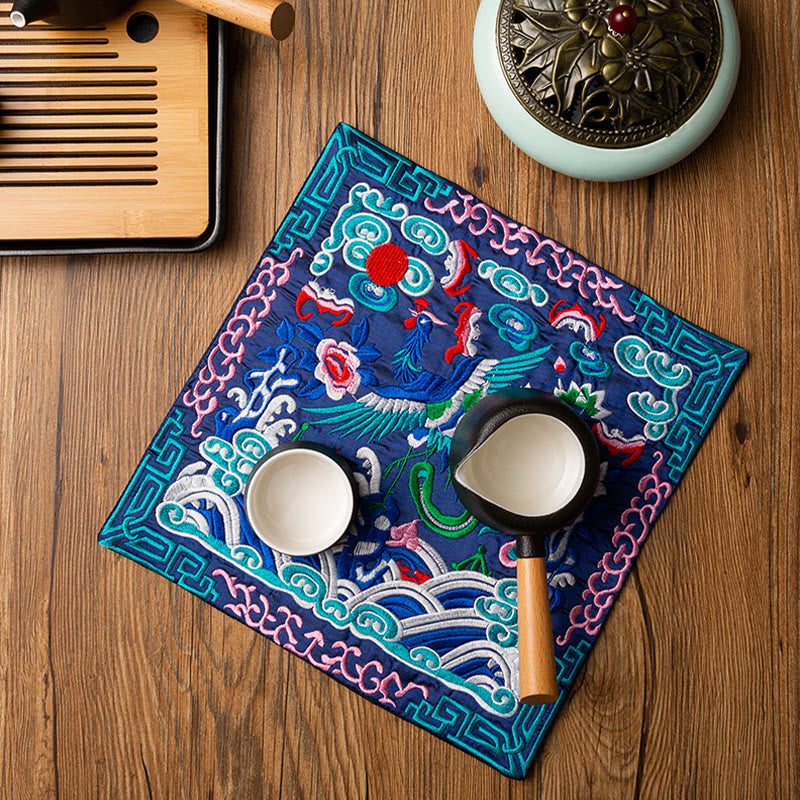 Dessous de Buddha Stones Phoenix Dragon Kirin Dessous de verre pour tasse à thé Dessous de verre Kung Fu