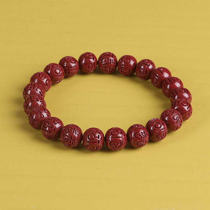 Bracelet de perles de chance et de richesse en Buddha Stones Double PiXiu Cinabre Om Mani Padme Hum