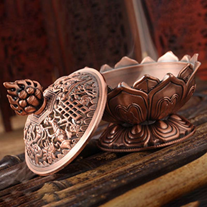Brûleur d'encens purificateur en forme de lotus tibétain en Buddha Stones