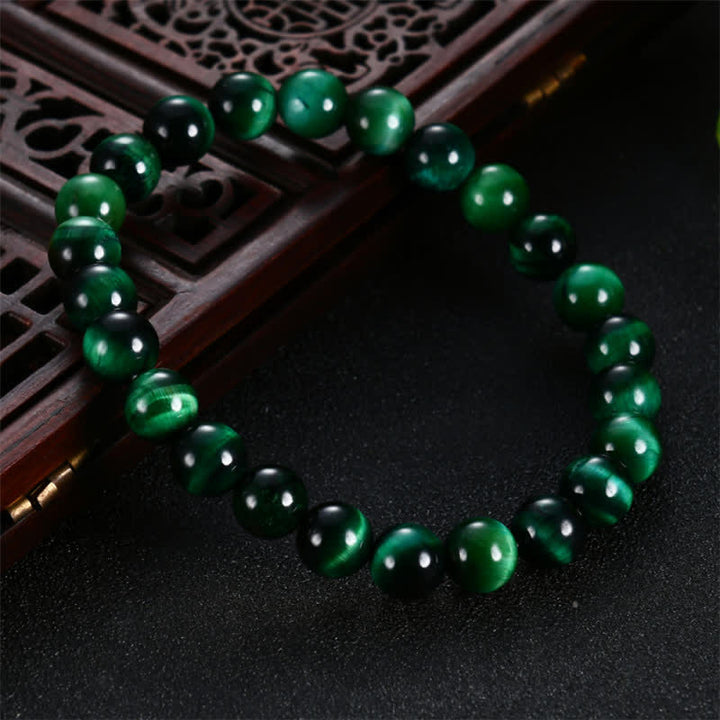 Bracelet de force en œil de tigre vert naturel Buddha Stones