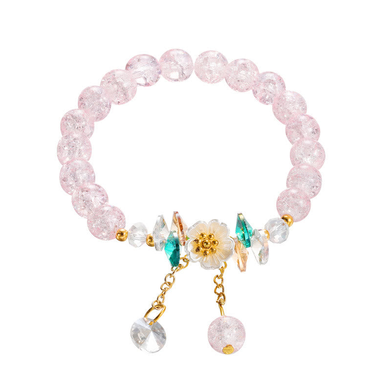 Bracelet en perles de verre à breloques en forme de fleur Buddha Stones au design simple