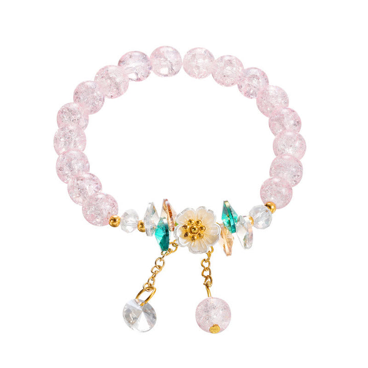 Bracelet en perles de verre à breloques en forme de fleur Buddha Stones au design simple