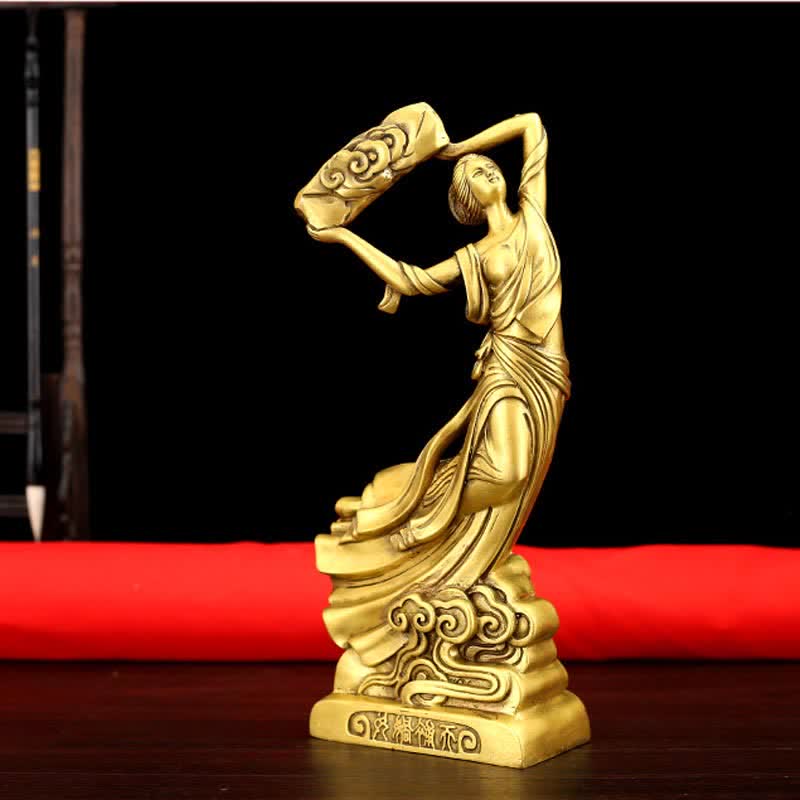 Statue décorative en cuivre du Bodhisattva Nuwa qui répare le ciel
