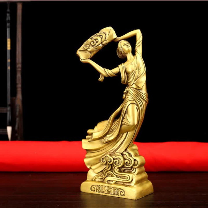 Statue décorative en cuivre du Bodhisattva Nuwa qui répare le ciel