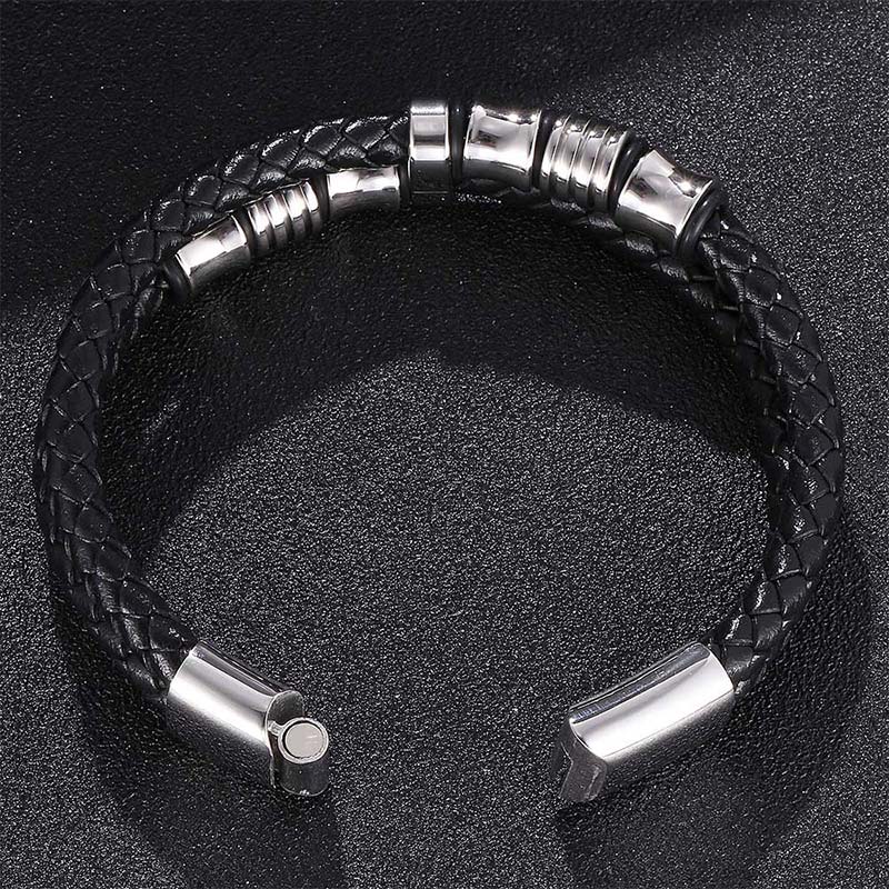Bracelet porte-bonheur en cuir tressé à plusieurs couches avec Buddha Stones