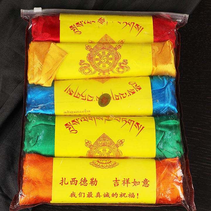 Buddha Stones Bénédiction tibétaine Auspicieux 5 Couleurs Jacquard Khata Décoration - image 14