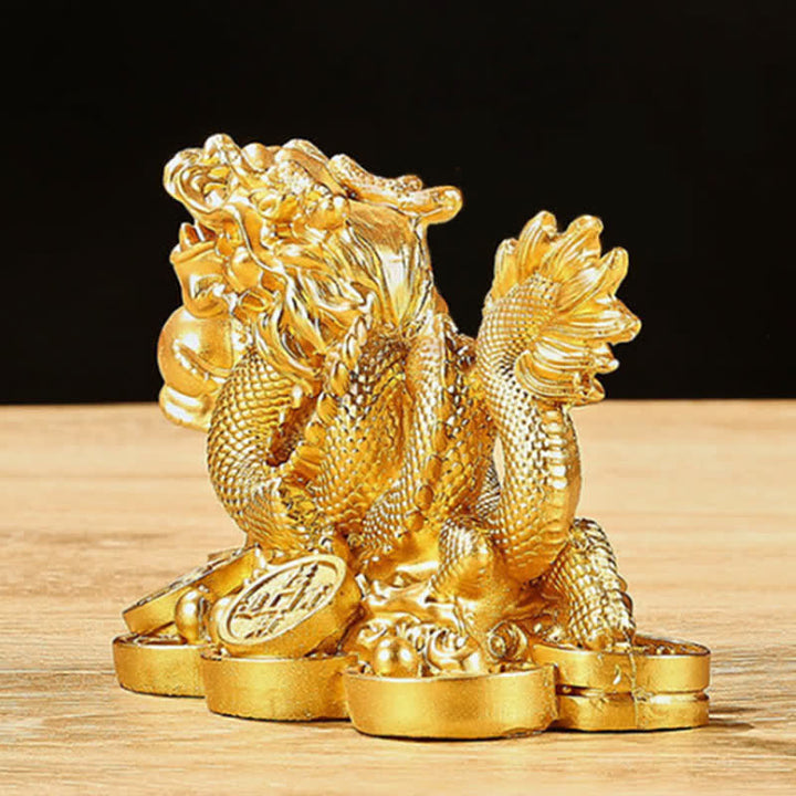 Buddha Stones Feng Shui Dragon Pièce de monnaie en cuivre Richesse Succès Chance Décoration