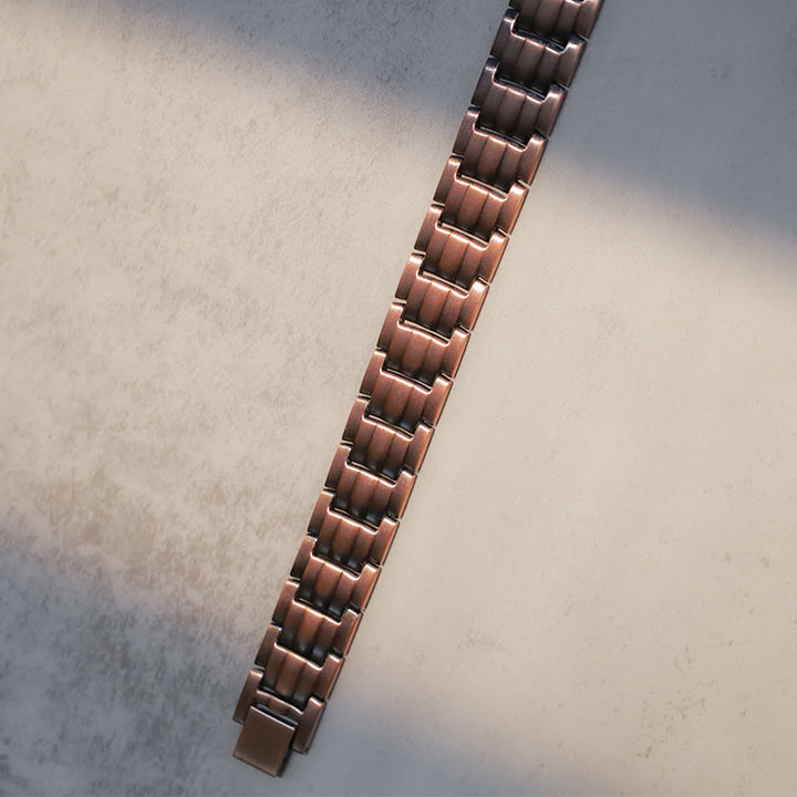 Bracelet manchette magnétique vintage en cuivre massif