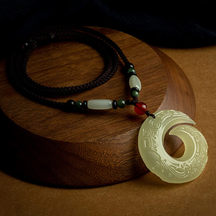 Collier pendentif porte-bonheur en jade , Buddha Stones, boucle de paix, petite feuille, bois de santal rouge, cinabre, agate