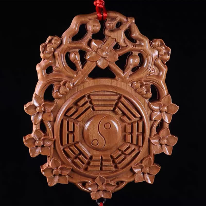 Carte Feng Shui Bagua Bois de pêcher Nœud chinois Carte énergétique d'équilibre - 16*13cm - image 1