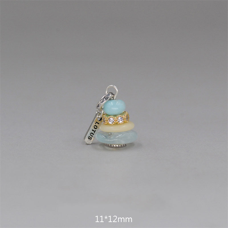 Collier pendentif calme en Buddha Stones Zen Cairn Labradorite Divers cristaux - Pendentif en amazonite, topaze et aigue-marine 11*12 mm - image 33