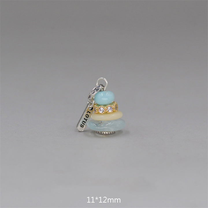 Collier pendentif calme en Buddha Stones Zen Cairn Labradorite Divers cristaux - Pendentif en amazonite, topaze et aigue-marine 11*12 mm - image 33