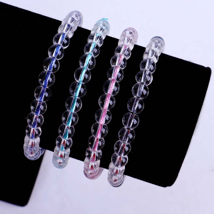 Bracelet réglable en perles de verre tressées faites à la main