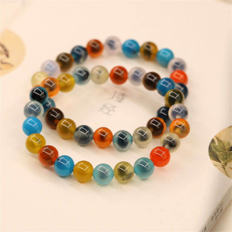 Bracelet de perles de guérison en agate bonbon colorée