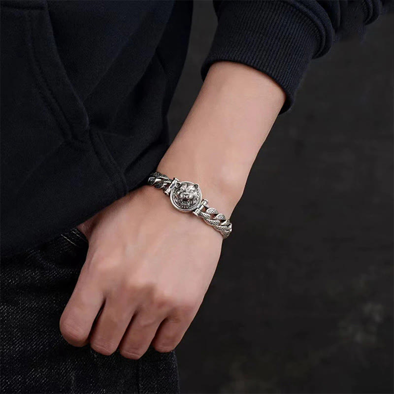 Bracelet énergétique porte-bonheur gravé avec motif floral de la dynastie Tang et Buddha Stones