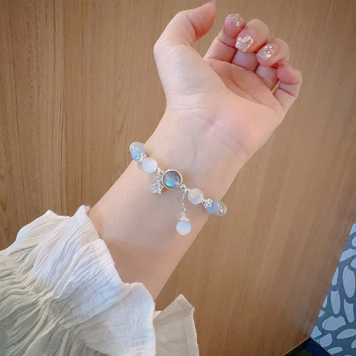 Bracelet de soutien à breloques en forme d'étoile, de papillon et de pierre de lune avec œil de chat et Buddha Stones