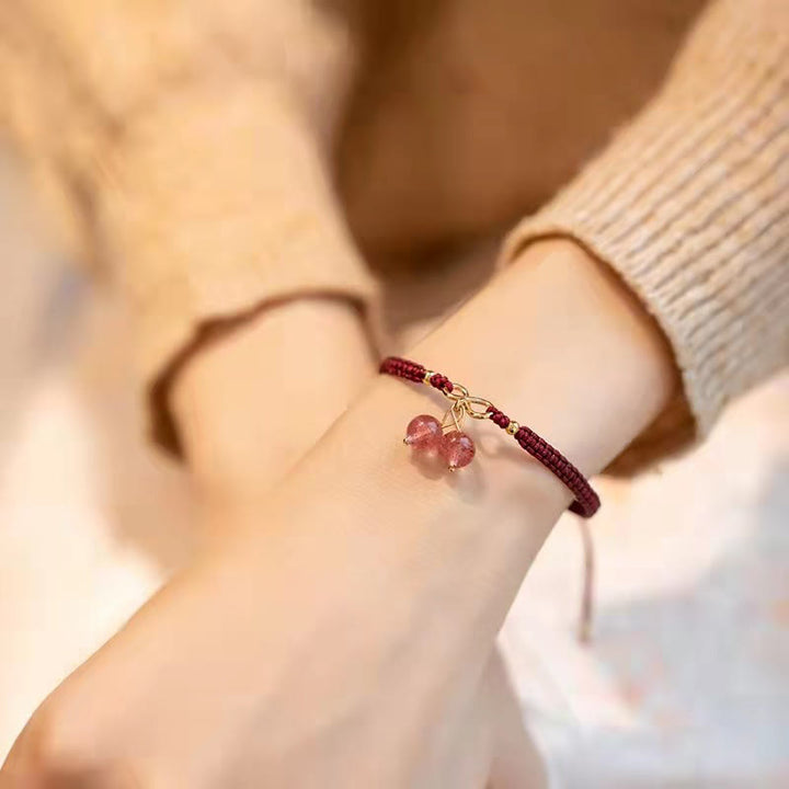 Bracelet de perles fantômes vertes améthyste en quartz fraise naturel Buddha Stones