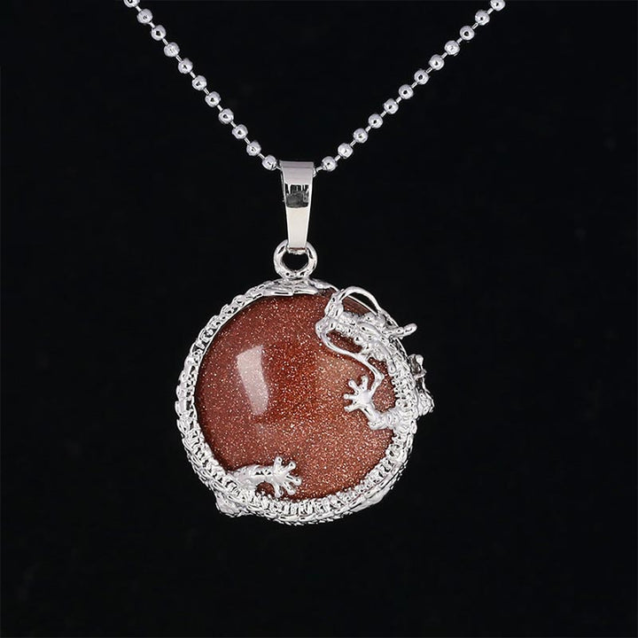 Collier pendentif en cristal de quartz naturel avec énergie de guérison et dragon chinois en Buddha Stones