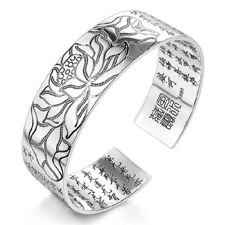 Bracelet porte-bonheur tibétain en cuivre blanc Buddha Stones et lotus