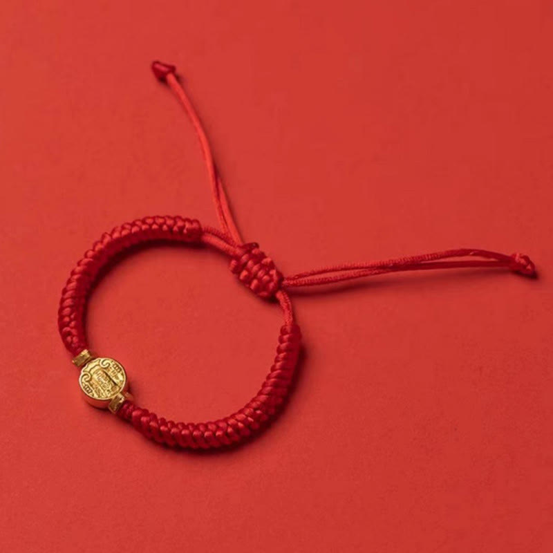Bracelet tressé fait main en corde de protection avec nœud de réincarnation et Buddha Stones, cinq directions, dieux de la richesse