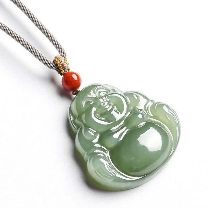 Collier avec pendentif en jade Hetian représentant le Bouddha rieur - image 12