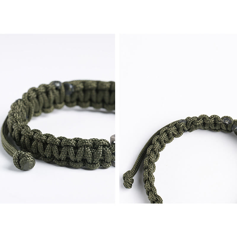 Bracelet en corde tressée en argent sterling 925 avec motif de balle de Buddha Stones