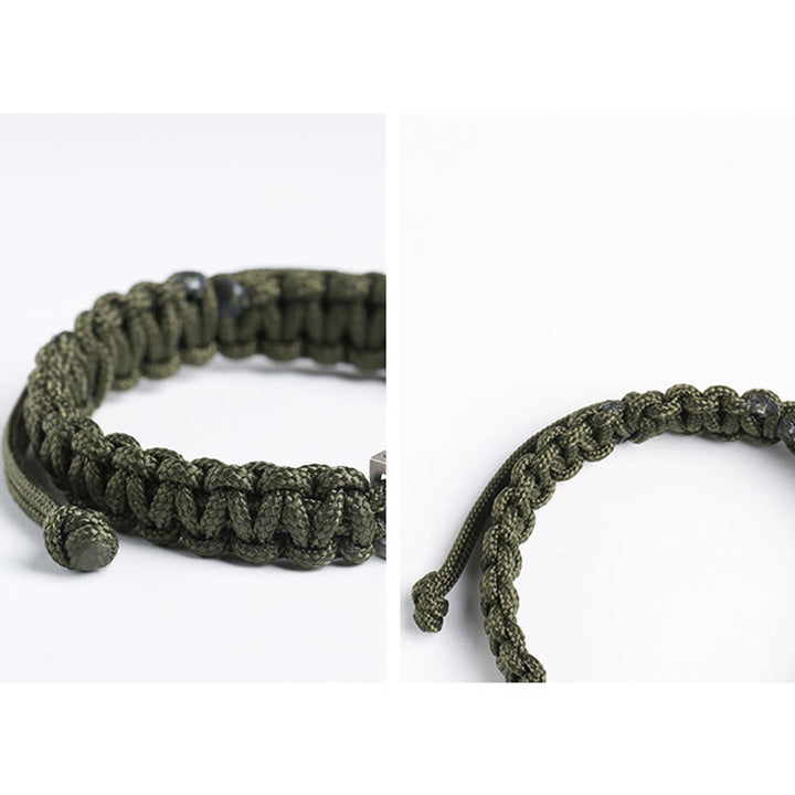 Bracelet en corde tressée en argent sterling 925 avec motif de balle de Buddha Stones