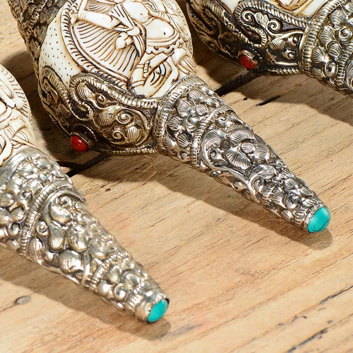 Coquillage de Bouddha Shankha gravé à la main tibétain, décoration positive de richesse - image 7