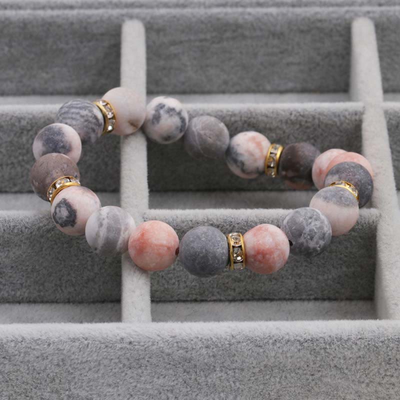 Bracelet de perles en jaspe zèbre en cristal de guérison de l'anxiété et du stress Buddha Stones